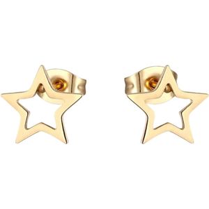 Aramat jewels ® - Oorbellen ster open goudkleurig chirurgisch staal 10mm