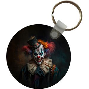 Sleutelhanger - Clown - Hoed - Kraag - Portret - Killer clown - Plastic - Rond - Uitdeelcadeautjes