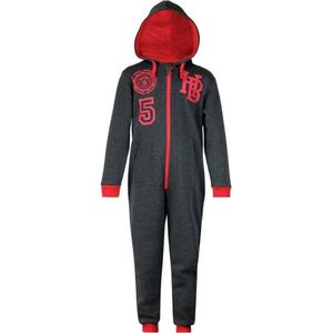 Jogging onesie - maat 92/98 - joggingstof huispak - antraciet