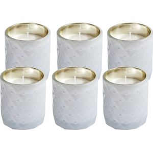 SPAAS Kaarsen - Kaarsen in Wit Getextureerd Glas - Set van 6 Stuks - ± 25 Branduren - Voordeelverpakking