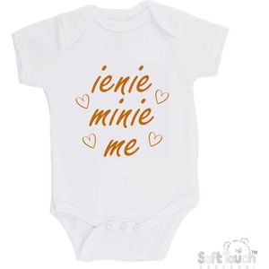 100% Katoenen Romper ""Ienie minie me"" Unisex Katoen Wit/tan Maat 56/62