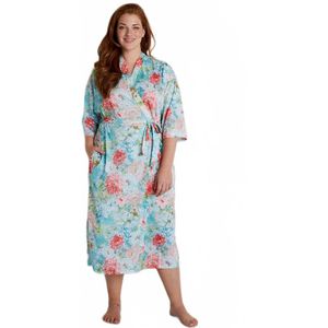 Satijnen gebloemde kimono badjas