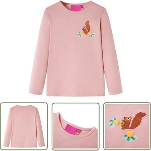 vidaXL Meisjeshemd - Kinderhemd - Kindershirt met lange mouwen 128 lichtroze - Langmouwen Hemd - Rozepatologie - Kindermode