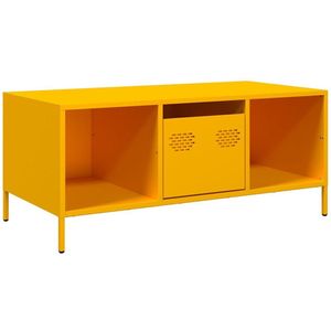 vidaXL Salontafel 101,5x50x43,5 cm koudgewalst staal mosterdgeel - Salontafel - Salontafels - Bijzettafel - Banktafel