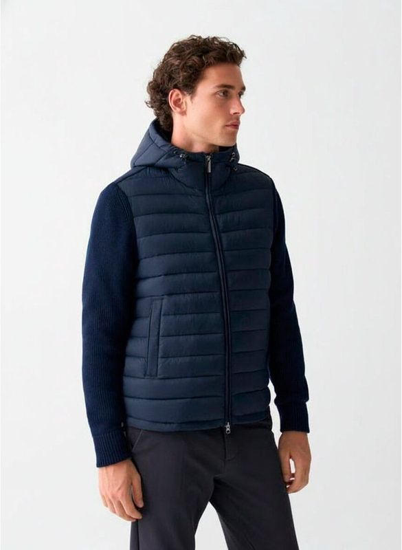 Colmar Jas met capuchon en groen gebreide mouwen