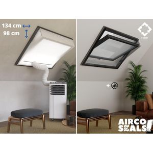 Raamafdichtingskit Mobiele Airco - Met Hor – 134 x 98  cm Velux UK04 | Fakro/Optilight 12 | Roto 13/09 - Airco Slang Afsluiten - Velux Tuimelvenster Oplossing - Dakraam Afdichting