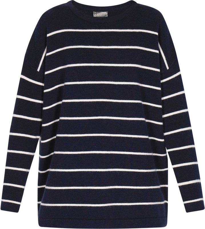 DreiMaster - Vintage - Trui - Donkerblauw / Wit - Losse Pasvorm