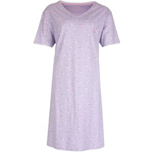 Tenderness Dames Nachthemd - Slaapkleed - Bloemenprint - 100% Katoen - Lavendel Lila - Maat L