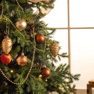 100st 3-15cm koperen en gouden kerstballen, kerstboomversieringen hangende set mat glanzende pailletten, handgeschilderde bal met ster voor plastic kerstboom
