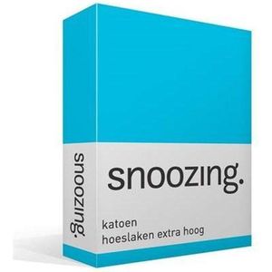 Snoozing - Katoen - Extra Hoog - Hoeslaken - Eenpersoons - 80x200 cm - Turquoise