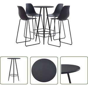 vidaXL Bistro Set - Bar Set - 5-delige Barset kunststof zwart - Eetkamerset - Zwarte Barset - Bartafel