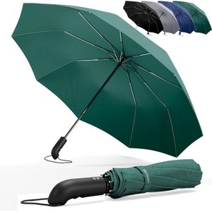 Paraplu zakparaplu, stormbestendig, automatisch open- en sluitend, zwart, reisparaplu, voor heren en dames, compact, stabiel, teflon, wind- en regendicht, zakparaplu, golfparaplu, groen