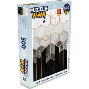 Puzzel Goud - Hexagon - Chic - Patronen - Luxe - Legpuzzel - Puzzel 500 stukjes