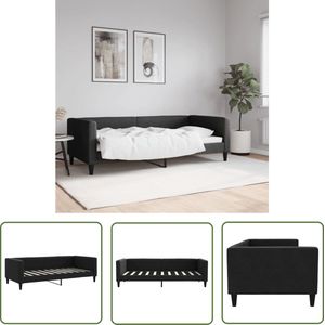 The Living Store Slaapbank 90x190 cm stof zwart - Slaapbank - Daybed - Tweepersoonsbed - Zwarte Meubels - Stoffen Bank