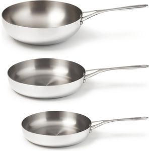 Crowd Cookware Titanium Pannenset - 3-delig - 5-ply - Geschikt voor alle warmtebronnen - 24 & 28 cm + 28 cm Wok