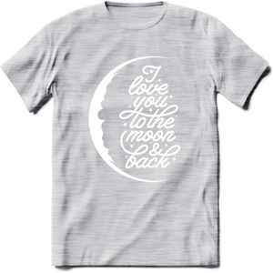 I Love You To The Moon - Valentijn T-Shirt | Grappig Valentijnsdag Cadeautje voor Hem en Haar | Dames - Heren - Unisex | Kleding Cadeau | - Licht Grijs - Gemaleerd - S