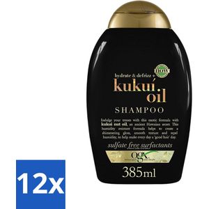 12 x OGX - Kukui Oil - Shampoo - Hydraterend - Anti-Pluis - 385 ml - Kukui Olie Shampoo - Anti-pluis Shampoo - Hydraterende Shampoo - Haarverzorging - Droog Haar