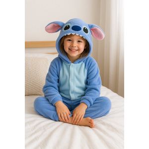 Lilo & Stich Onesie – Blauwe Cosplay Hoodie Pyjama – Warme Fleece Huispak – Blauw Dierenpak – Pyjama Kigurumi- Unisex – One Size – Met Capuchon en Oren