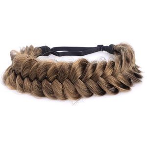 Brede Gevlochten Haarband voor Dames - Synthetisch Haar, Aubergine Kleur, Hittebestendig, Handgemaakt - Comfortabel en Duurzaam