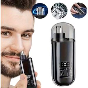 Oplaadbare Neus- en Oortrimmer met LED Display – USB | Pijnloze Precisietrimmer voor Mannen & Vrouwen | RVS Dubbelzijdig Mes | Compact & Stil Design – Zwart