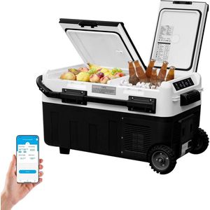 Compressor Koelbox - Draagbare koelkast - Campingkoelkast - Capaciteit 30/40/50 L - Dubbele zone - Batterijbescherming - 2 zones - APP-bediening - Eco/Max-modus - 20~20°C - 60W - Offroad-wielen