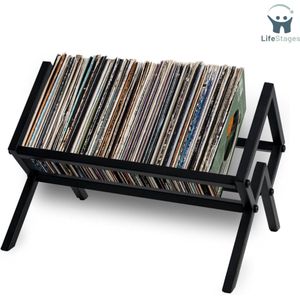 LifeStages - Lp Opbergsysteem - Lp Houder - Vinyl Houder -Platenrek - Standaard voor 100 Vinylplaten - Platenhouder - Vinyl Opberg Systeem - Zwart