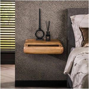 Sleek - Nachtkastje - Zandkleur - Mangohout - Ruimtebesparend Design