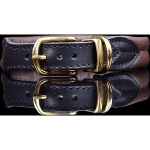 Dog's Companion Leren Halsband - Lengte: 60 cm Verstelbaar van 52-57 cm x 30 mm - Messing- Bruin