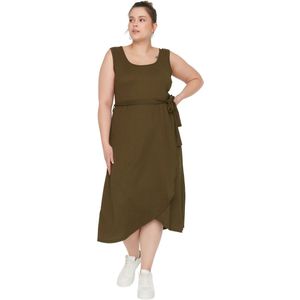 TRENDYOL - Gebreide Jurk - Tegels - Plus-Size - Slim Fit