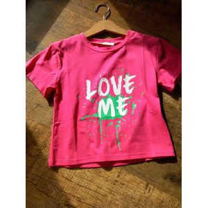 Lyla Rose - T-shirt 'Love me' - Fuchsia - maat 134/140