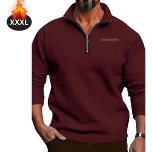 Livano Quarter Zip Heren - Sweater - Sweaters - Hoodie - Warme Trui - Vest - Lang - Coltrui - Bordeauxrood - S