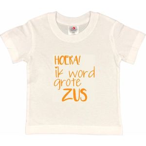Shirt Aankondiging zwangerschap Ik word grote zus | korte mouw | mosterd | maat 134/140 zwangerschap aankondiging bekendmaking Baby big sis sister