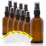 Oputec - Pompflesjes - Bruin Glas - 10 x 50 ml - Navulbaar en Herbruikbaar