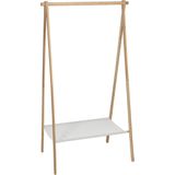 H&S Collection Kledingrek met plank - bamboe- lichtbruin/wit