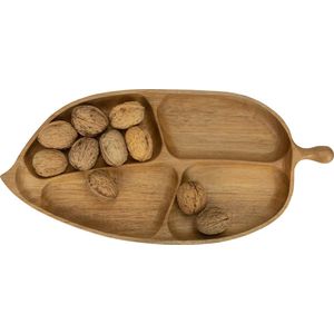 Krumble Borrelplank - Serveerplank - Plank - Serveerplank hout - Tapasplank - Vaatwasserbestendig - Bladvorm - Hout - 17 x 35 x 2,5 cm (lxbxh) - Bruin