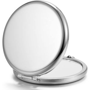 Make-upspiegel - Dubbelzijdig, 1x/2x vergroting -zak make-upspiegel- Metaal, Draagbaar - Perfect voor make-up, reizen, bijwerken - Dames, tieners - Roségoud - zilver - 1 artikel