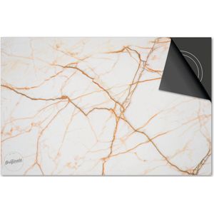 Inductie beschermer 77x51 - afdekplaat inductie mat - Dietrix Kookplaat beschermer - Exclusief - Marmer - Wit Goud oranje