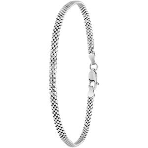 Lucardi Dames Gerecycled zilveren armband fantasie - Armband - 925 Zilver - Zilverkleurig - 21 cm