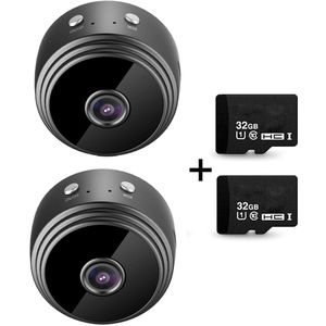 2 Stuks SuperCam 32GB SD - Verborgen camera - Beveiligingscamera - Wifi - Draadloze camera - Mini camera - Beveiliging - Sd kaart - Smart - Spy camera