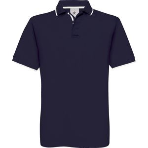 Polo shirt 'Safran Sport' Donkerblauw/Wit merk B&C maat S