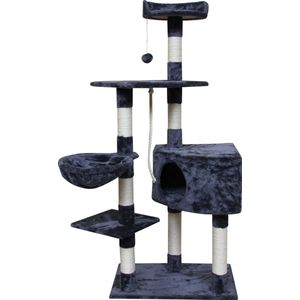 Krabpaal voor Kat -141 cm -Donkerblauw- Kattenboom voor Grote Katten - Kattenhuis van Sisal - Klimpaal voor Meerdere Katten