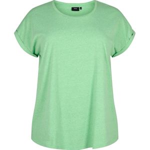 ZIZZI MKATJA, S/S, NEON TEE Dames T-shirt - Green - Maat M (46-48)