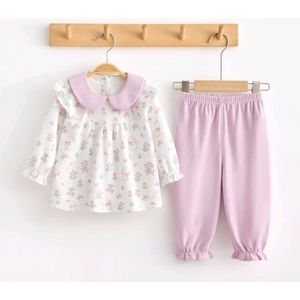Babymeisje kleding, 100% katoen baby kledingset, broek en lange mauwen topje, maat 68