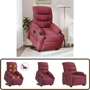 vidaXL Sta-op-massagestoel - Elektrisch - Wijnrood Elektrische Massagestoel - Sta-op Stoel - Fauteuil - Massageruimte - Relaxstoelen