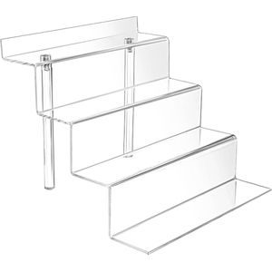Kurtzy Acryl Stelling Display Standaard - 4-Laags Doorzichtig Parfum Organiser Toon Plank - Decoratie Risers voor Action Figures, Cupcakes/Desserts, Make-up, Nagellak, Speelgoed, Kleine Verzamelingen