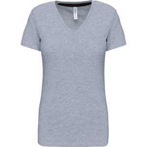 T-shirt Dames M Kariban V-hals Korte mouw Oxford Grey 90% Katoen, 10% Viscose