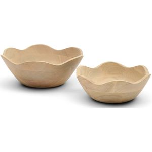 Riviera Maison Serveerschaal organische rand Naturel - Navelli Decoratieschalen 2 stuks - Hout