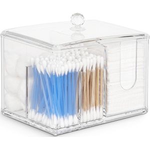 Ibenzoa® Transparante acrylorganizer voor wattenschijfjes en cosmetica met deksel