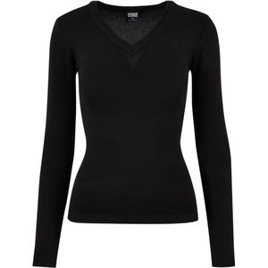 Urban Classics - Gebreide Trui - V-hals - Zwart - Viscose/Nylon