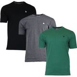 Donnay - Vince - T-shirt - Zwart/Charcoal-marl/Forest green - 3-Pack - Heren